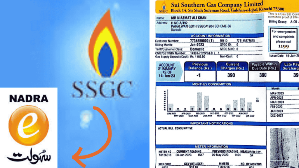 SSGC PAY BILL THROUGH NADRA